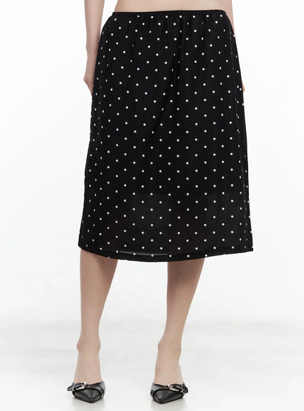 polka-dot-midi-skirt-cu530 / Black