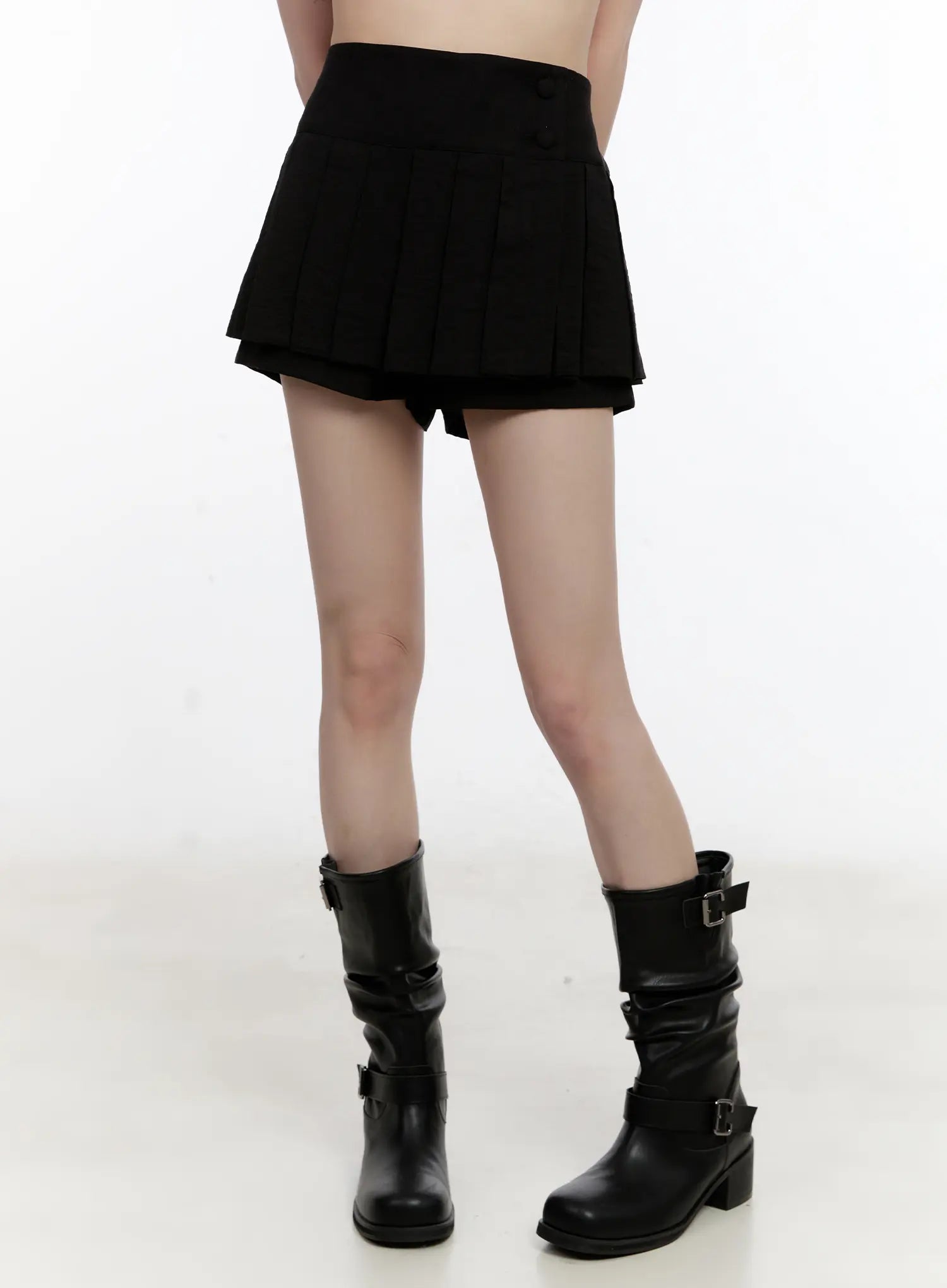 pleated-mini-skirt-cl507 / Black