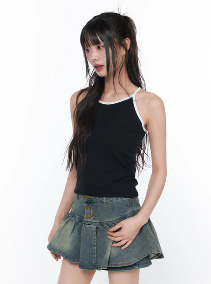 contrast-trim-tank-top-ca528 / Black