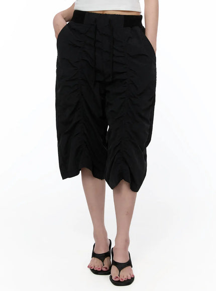 wrinkled-band-bermuda-pants-ca522 / Black