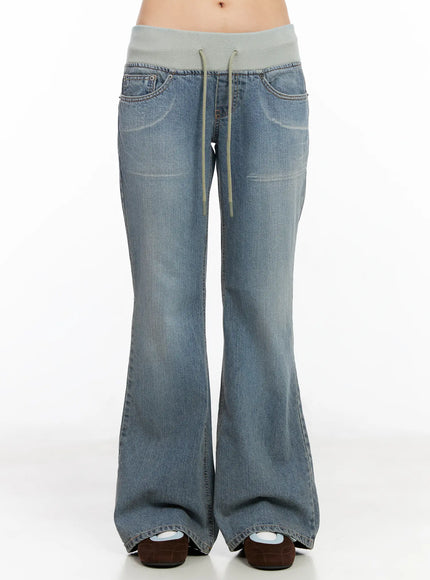 indigo-bootcut-sweat-jeans-cm517 / Blue