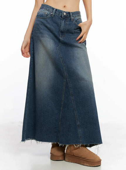 flare-denim-maxi-skirt-co529 / Blue