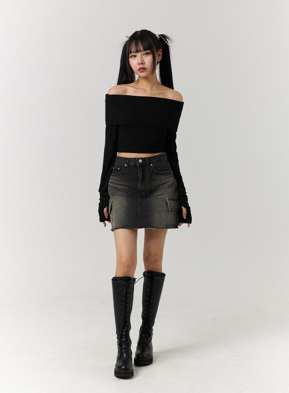 Black ripped mini store skirt