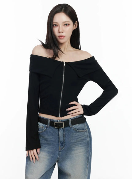 ribbed-off-shoulder-zip-up-tee-ij528