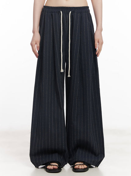 pintuck-striped-wide-fit-pants-cy521 / Dark blue