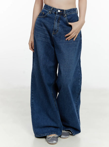 alivia-casual-wide-leg-jeans-f502 / Dark blue