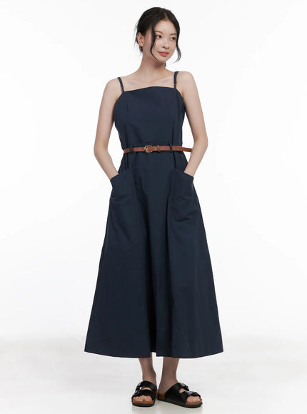 adjustable-strap-belted-maxi-dress-ca509 / Dark blue
