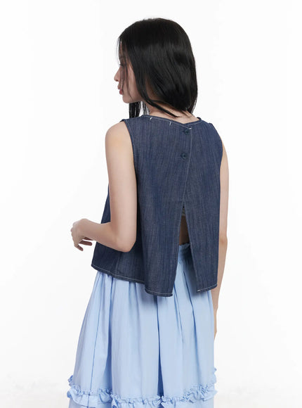 back-button-sleeveless-top-ca509 / Dark blue