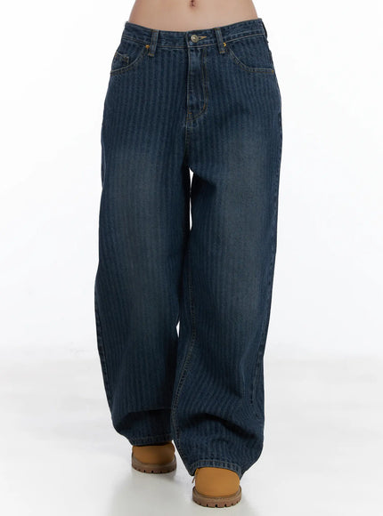 camryn-striped-baggy-jeans-cj514 / Dark blue