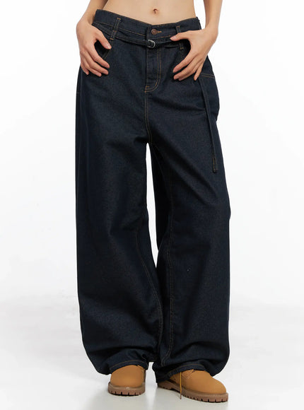 alanna-sun-belt-baggy-jeans-co528 / Dark blue