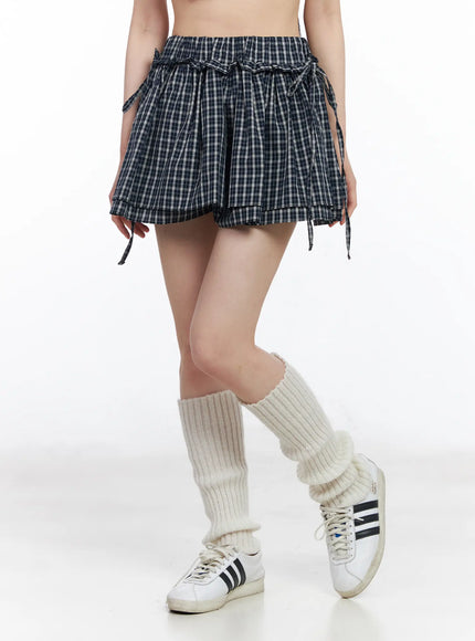 elastic-waist-plaid-skirt-cm519