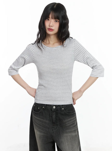 striped-3-4-sleeve-top-if505
