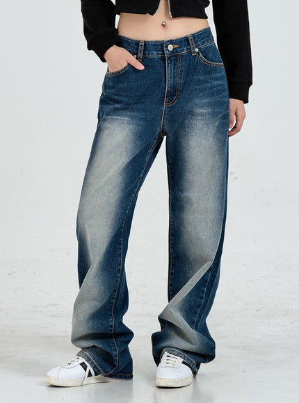 Wide Leg Faded Color Denim Pants CO11