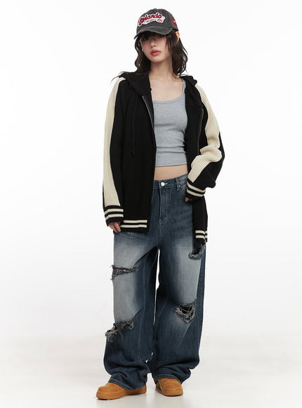 Oversized Hooded Knit Jacket CJ523