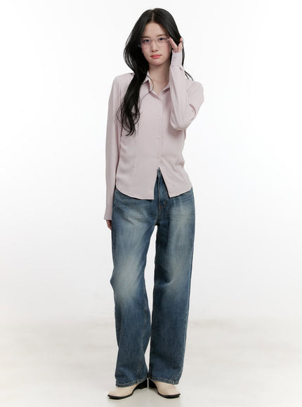 Belle Washed Wide-Leg Jeans CF528