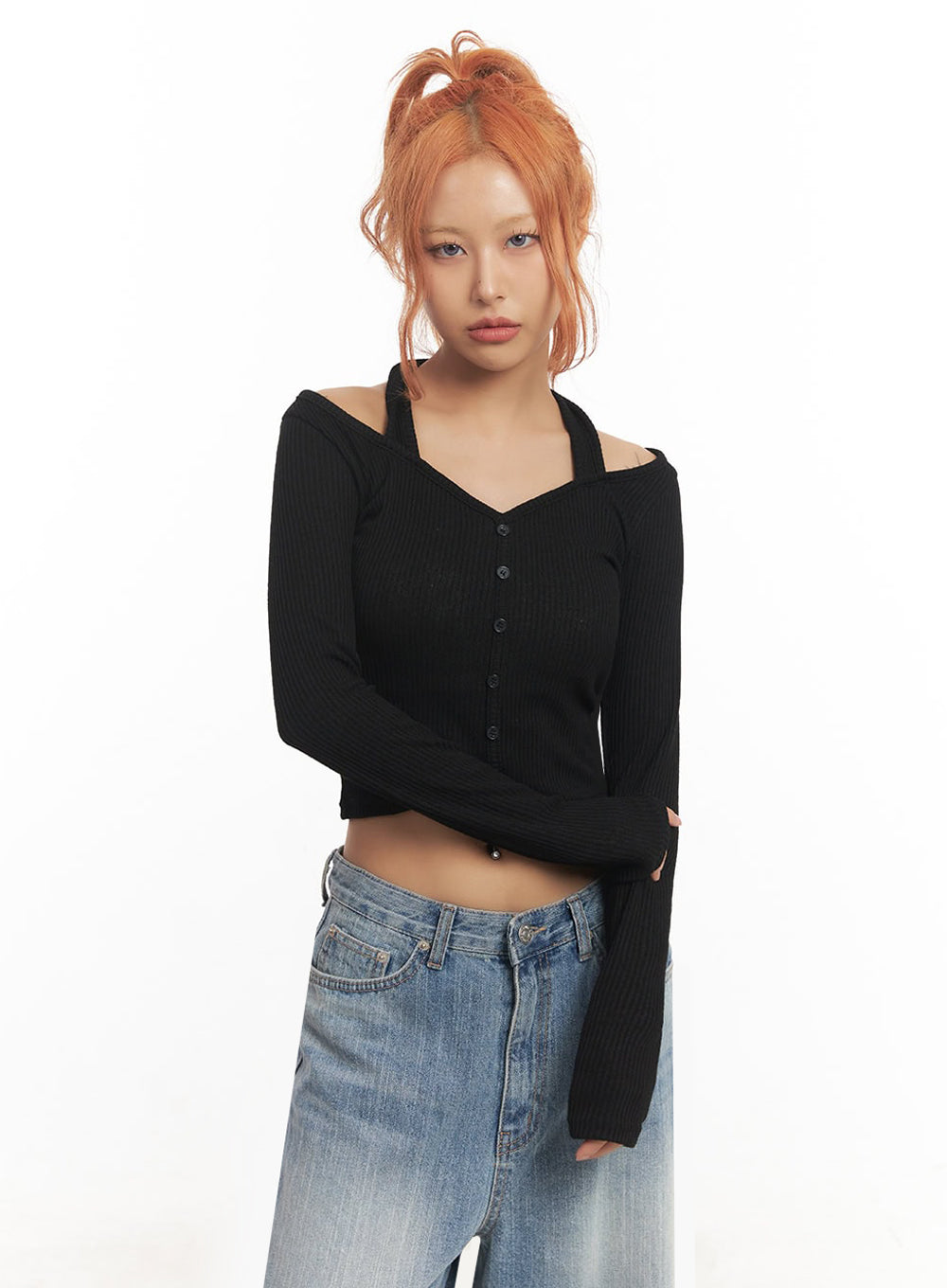 halter-buttoned-long-sleeve-top-ia515