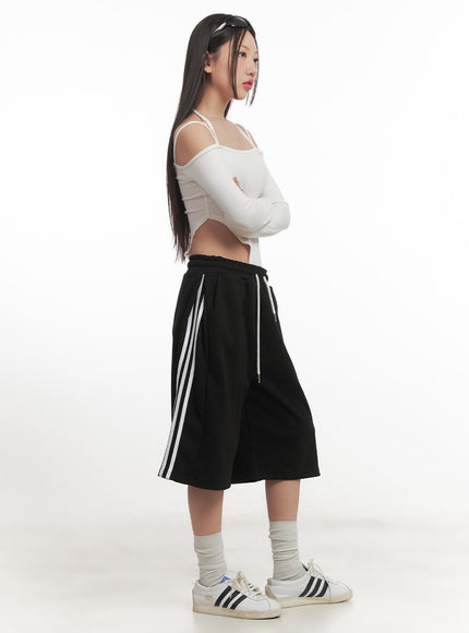 Striped Midi Track Shorts CF525