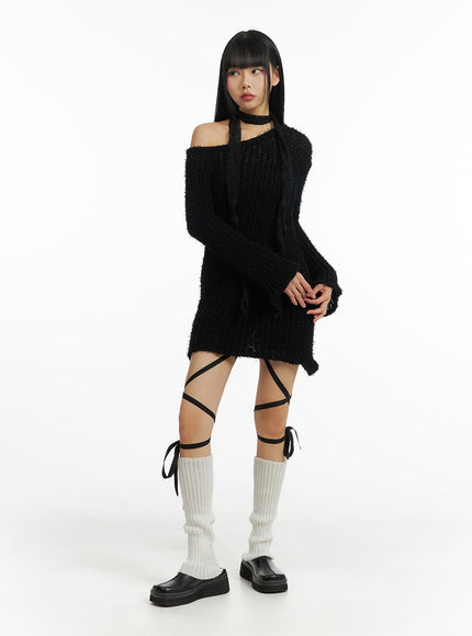 fuzzy-knit-asymmetrical-shoulder-mini-dress-cm406