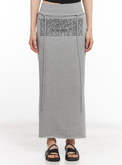 drawstring-script-maxi-sweatskirt-cy528 / Gray