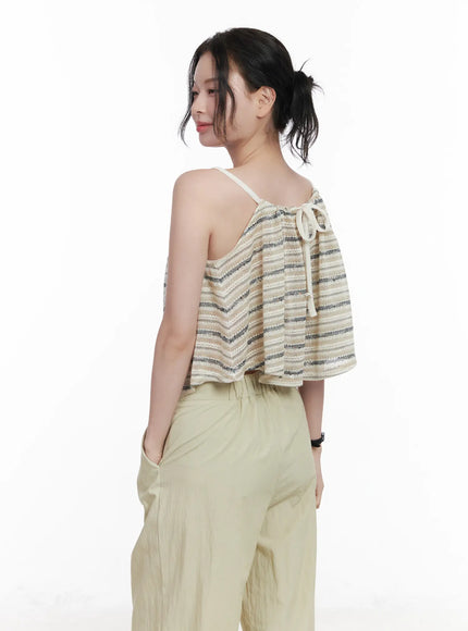 striped-tie-knit-sleeveless-top-ca509 / Light beige