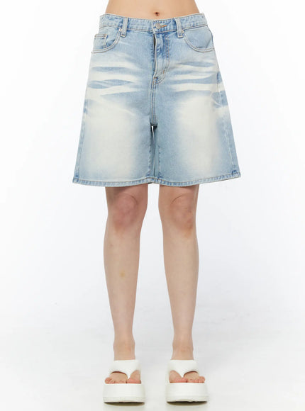washed-denim-bermuda-shorts-cy528 / Light blue