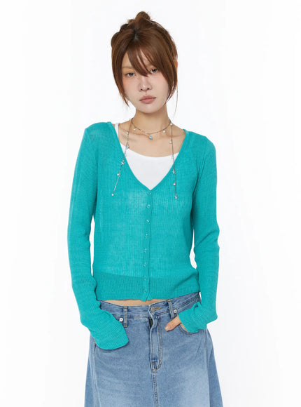 sheer-linen-cardigan-cy528 / Mint