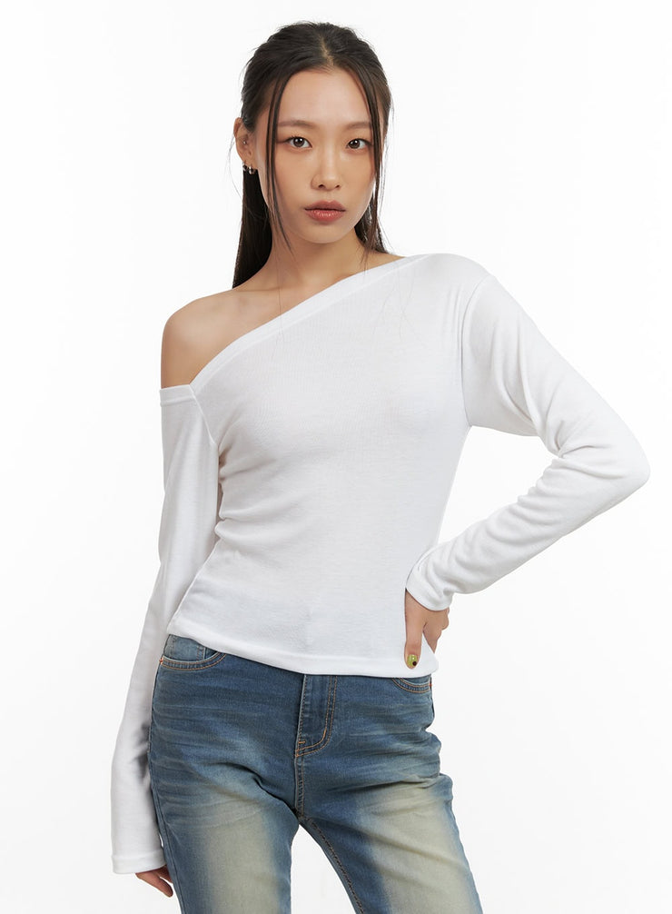 one-shoulder-slim-fit-tee-co424 / White