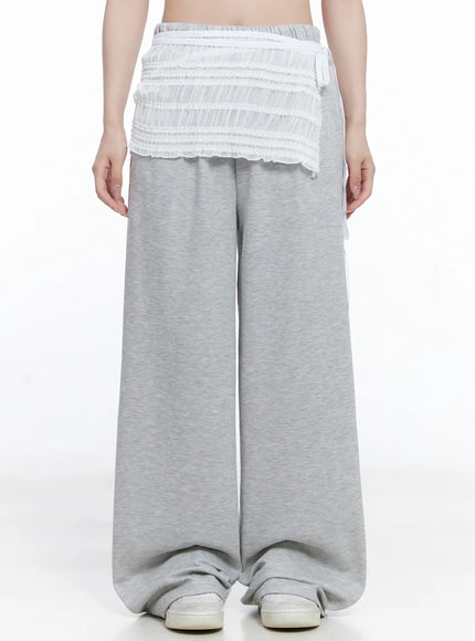 lace-layered-wrap-mini-skirt-cg529 / White