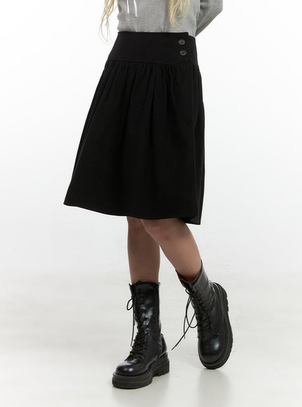 chic-buttoned-flare-cotton-midi-skirt-cs426