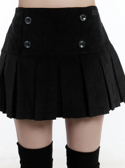 corduroy-button-pleated-mini-skirt-cn525