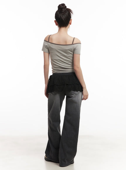 Mari Washed Mid-Rise Wide-Leg Jeans CM528