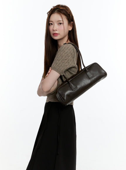 Baguette Faux Leather Shoulder Bag CM521