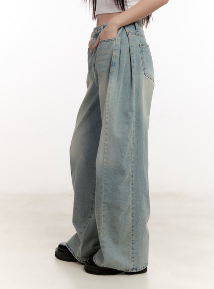 Cielle Pintuck Wide-Leg Jeans CM510