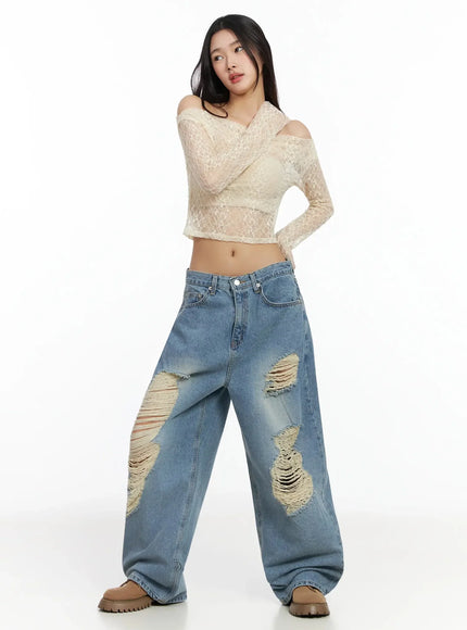 Mariene Distressed Wide Leg Jeans IA508