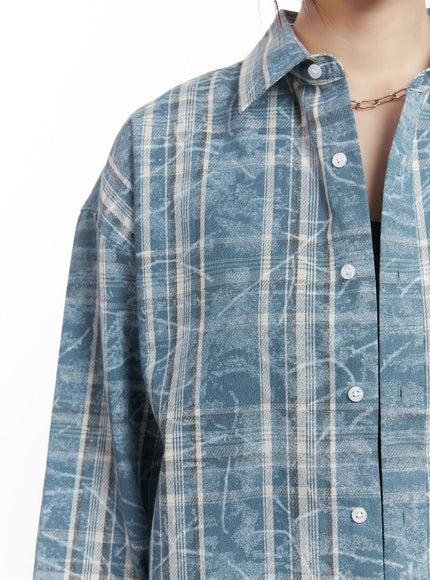 Damaged-Effect Oversized Flannel CF518