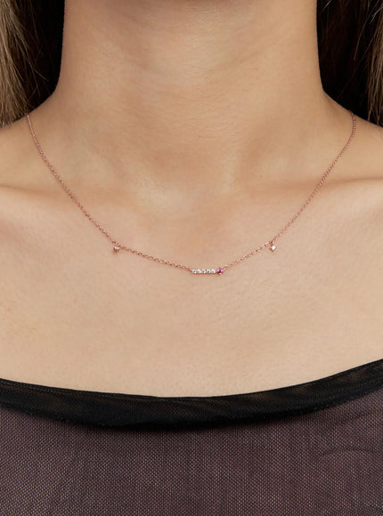 acc-red-cubic-charm-necklace-kc1008 / Rose gold
