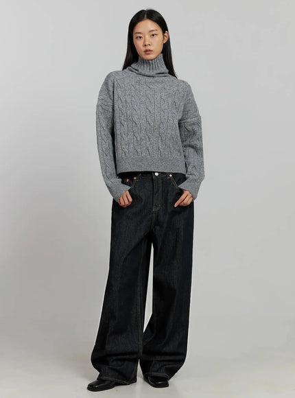 Malia Fleece-Lined Dark Wash Wide Jeans IJ502