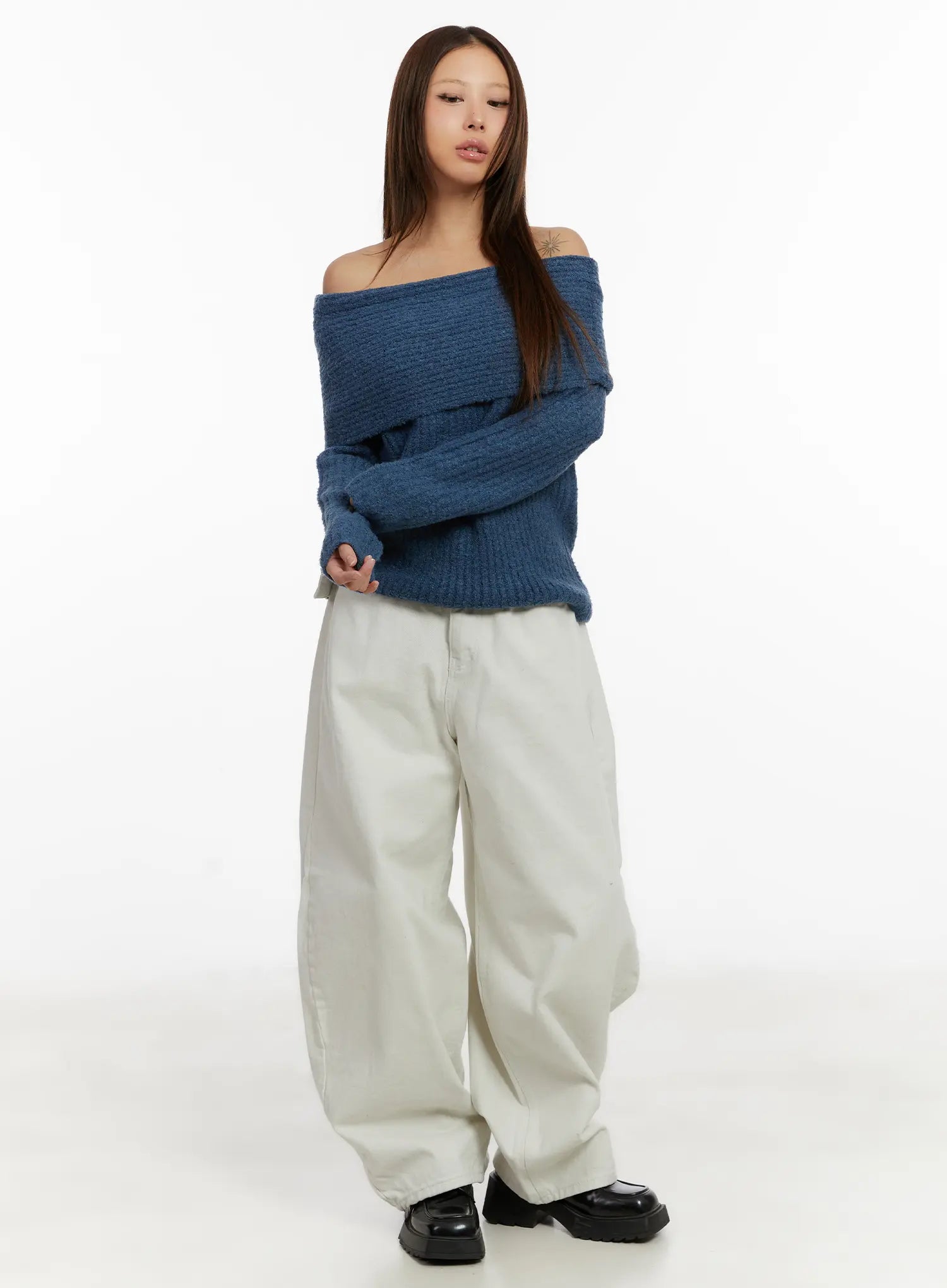 Wide Leg Cotton Pants with Belt Detail CD517