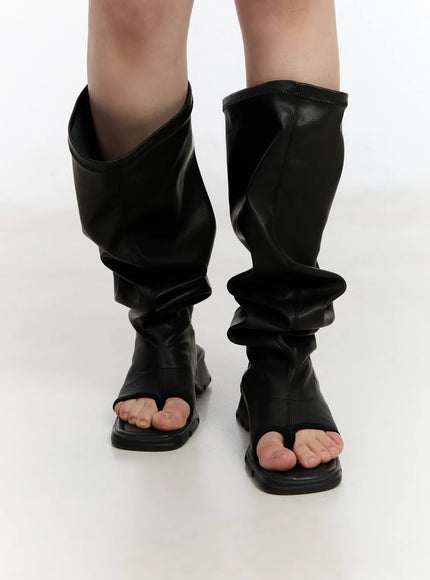 wrinkled-leather-peep-toe-long-boots-ca508