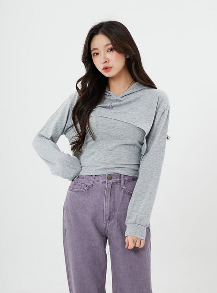 Basic Cami Top and Bolero Hoodie Set BS13