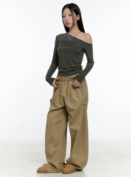 One-shoulder Lettering Long Sleeve CS517