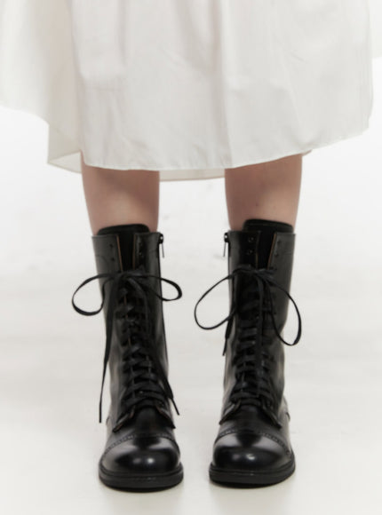 Laced Faux-Leather Midi Boots CJ523