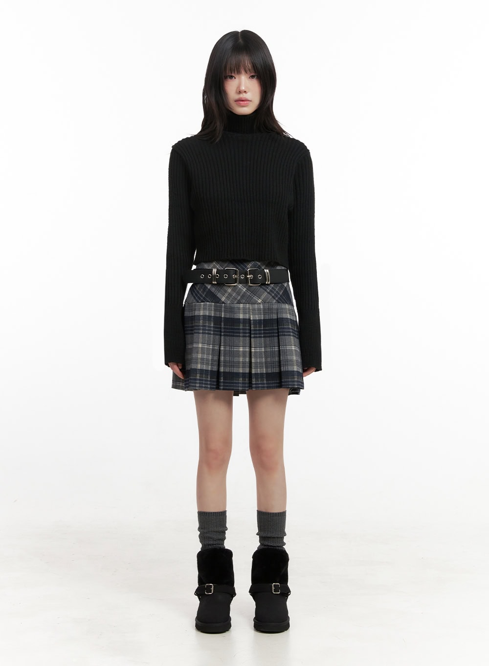 checkered-pleated-mini-skirt-in427