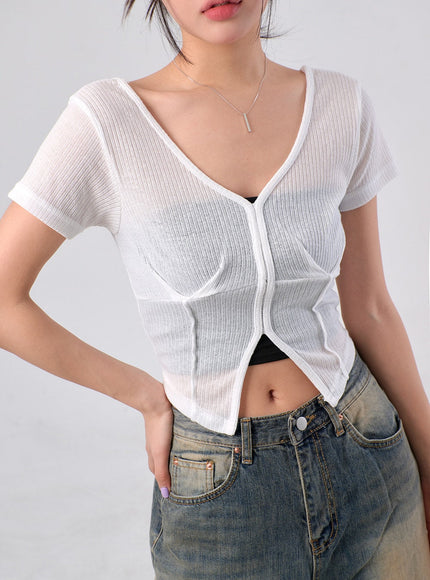 Mesh V-Neck Top IM329