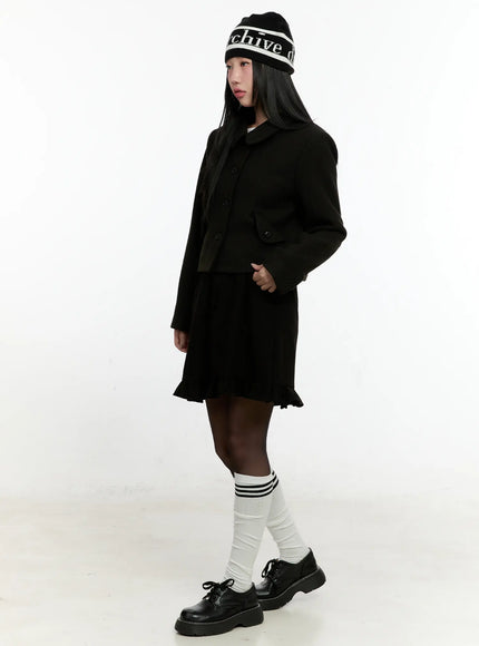 Ruffle Trim Midi Skirt CN506