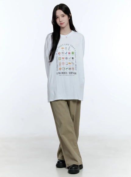 Oversized Graphic Print Long Sleeve Tee CG513