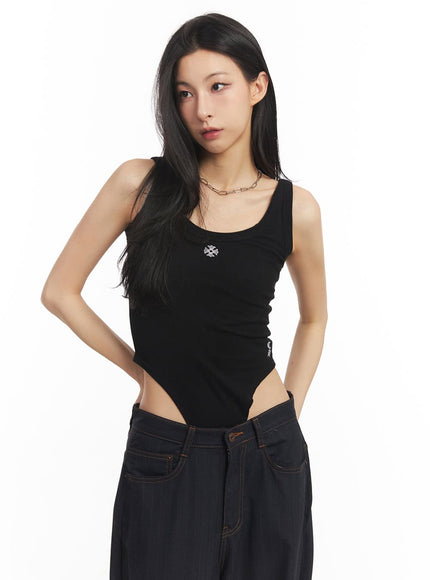 Embroidered Bodysuit Tank Top CA504