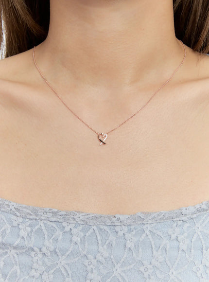 acc-trailing-heart-necklace-kc1008 / Rose gold