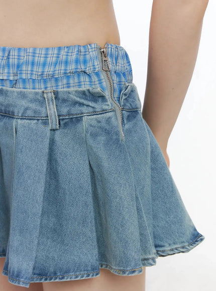plaid-boxer-layered-denim-skirt-il531