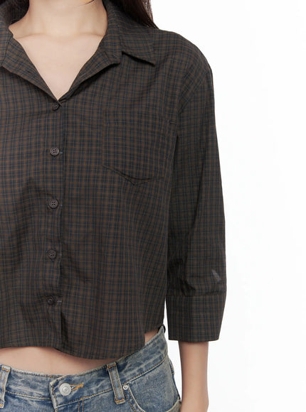 gingham-button-up-blouse-cs502